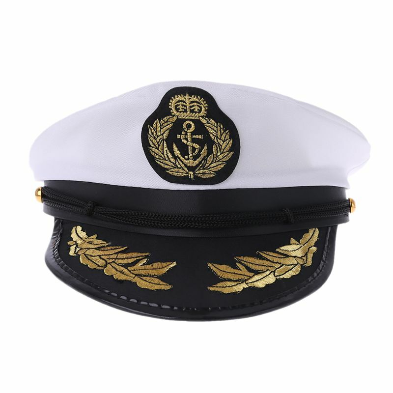 Y1UB White Adult Yacht Boat Captain Navy Cap Cosplay Dress Hat