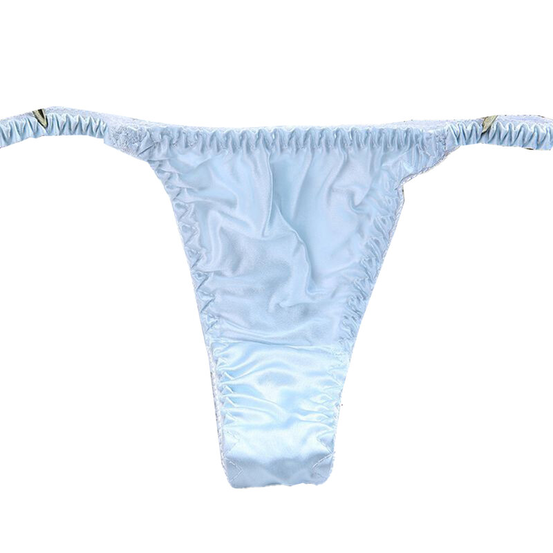 Celana dalam Bikini Satin sutra wanita seksi celana dalam halus berkilau minyak celana dalam G-string lembut potongan tinggi Lingerie thong t-back wanita