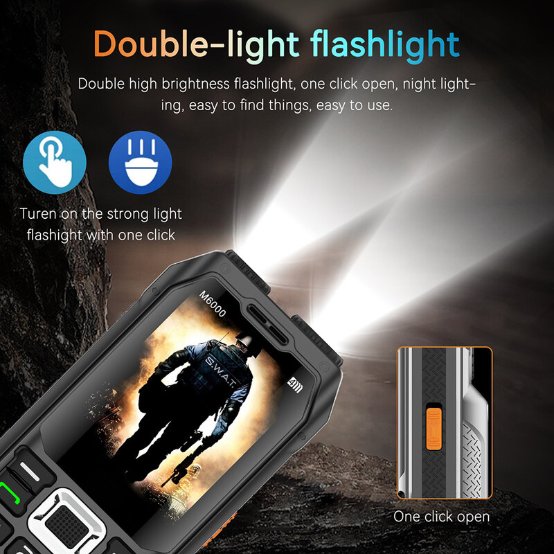 Powerbank Mobile Phone Rugged Outdoor 4 Sim SOS Fast Call Voice Changing Dual Flashlight Great Speaker Large Button