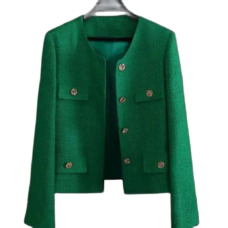 Весна-осень, женские блейзеры, новинка 2024New, элегантная облегающая укороченная уличная одежда, зеленый костюм, пальто, модные женские куртки, верхняя одежда, женские топы