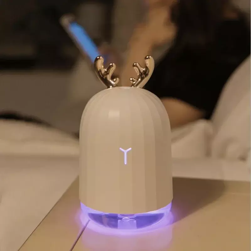 Umidificador de ar ultrassônico com lâmpada noturna LED, difusor de óleo essencial para casa e carro, nebulizador USB