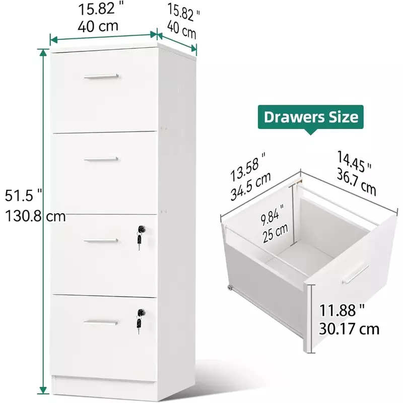 Модернизированные шкафы для хранения документов с 4 ящиками, шкафчик для документов с замком, Белый Офис без перевозки