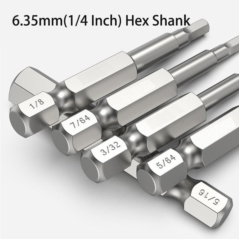 Hex Cabeça Allen Wrench Brocas, Metric SAE Hex Bit Set, Magnetic Allen Chave de fenda Bit, 50mm, 100mm