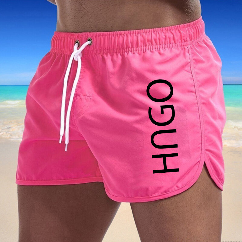 Pantalones cortos de baño para hombre, bañador ligero de secado rápido, cintura baja, Sexy, para playa, novedad de 2024