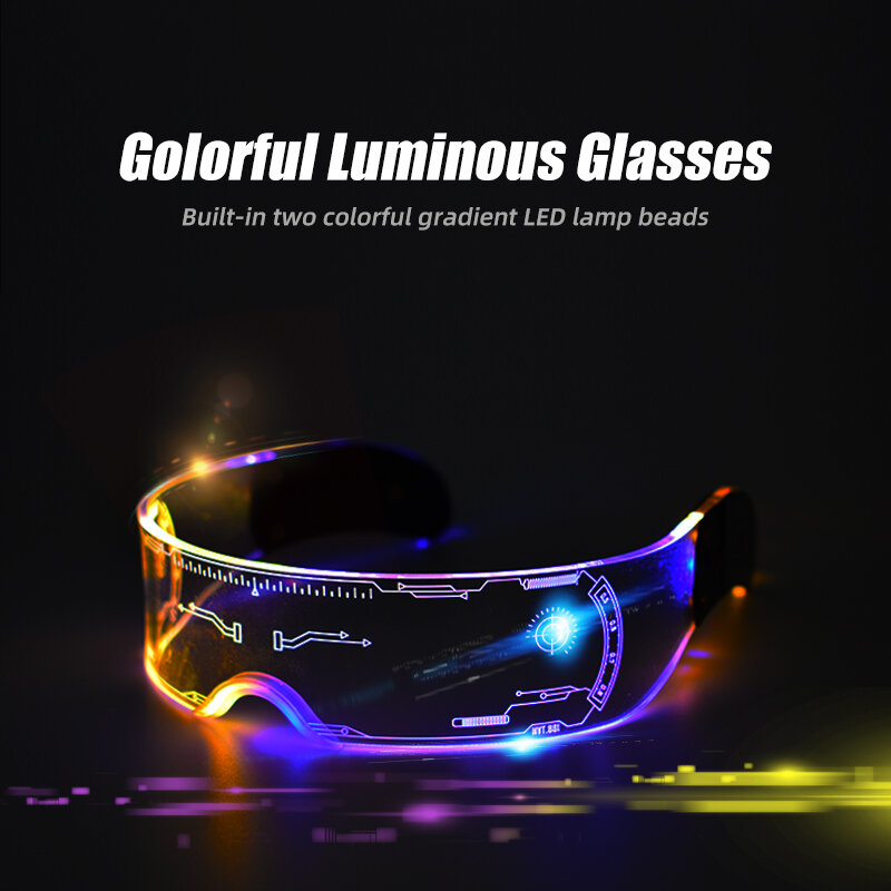 Cool Led Glasses Luminous Sunglasses Cyberpunk  flash Party Glasses Rave Neon Mask Toys Vocal Concert Decorative Glasses  DJ