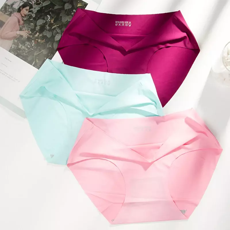 Calcinhas grávidas de seda gelo sem costura para mulheres, cuecas de conforto íntimo, tamanho grande, cintura baixa, várias opções de cores