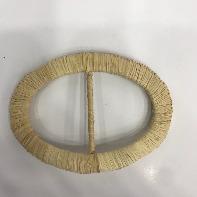 Manufacturer wholesale Australian Raffia hand-woven craft belt head button belt buckle oval natural and environmentally friendly