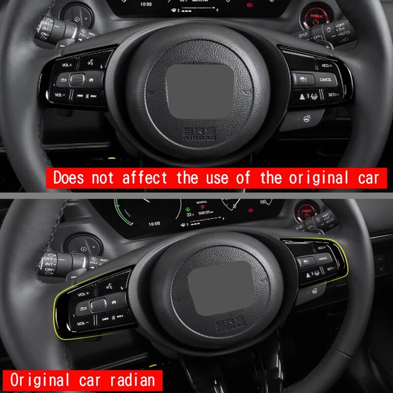 2Pcs Car Glossy Black Steering Wheel Panel Cover Trim Decoration Frame Sticker for Honda Vezel HR-V HRV 2021 2022