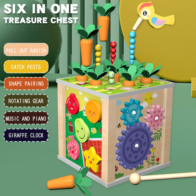 Sechs in einem Spielzeug Schatztruhe Puzzle herausziehen Radieschen geometrische Erkenntnis Früher ziehung Spielzeug Geschenk