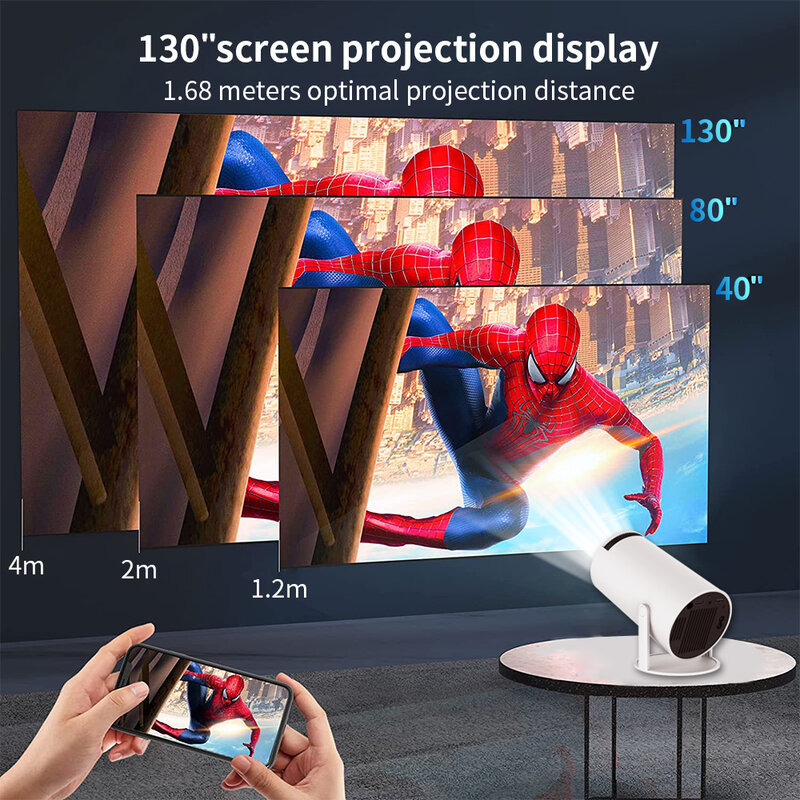 Salange HY300 Smart Projector Android 11.0 MINI WIFI portatile Home Cinema 130'' Video Beamer 1280*720P Supporto 1080P Per SAMSUNG Apple Android Cellulare Outdoor 4K Film HDMI