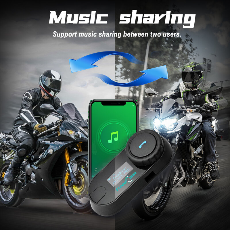FreedConn TCOM-SC Casco de motocicleta Intercomunicador inalámbrico Bluetooth Casco Auriculares BT Interfono, Pantalla LCD, Radio FM, Compartir música