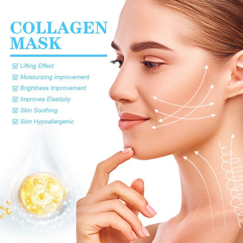 Mascarilla facial de colágeno Soluble, máscara hidratante antienvejecimiento con película hidrolizada, líneas finas, parches Lifting firmes para el cuidado de la piel, 5 uds/Set