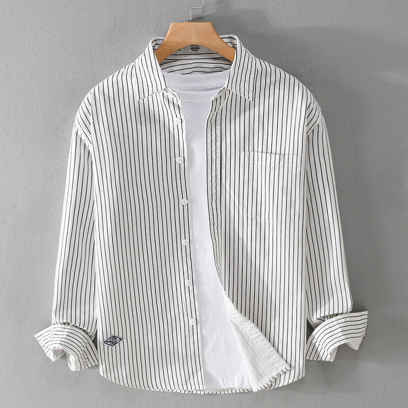 Camisa de manga larga a rayas para hombre, ropa informal de negocios, 70% algodón, perfecta para ir al trabajo diario, M-3XL