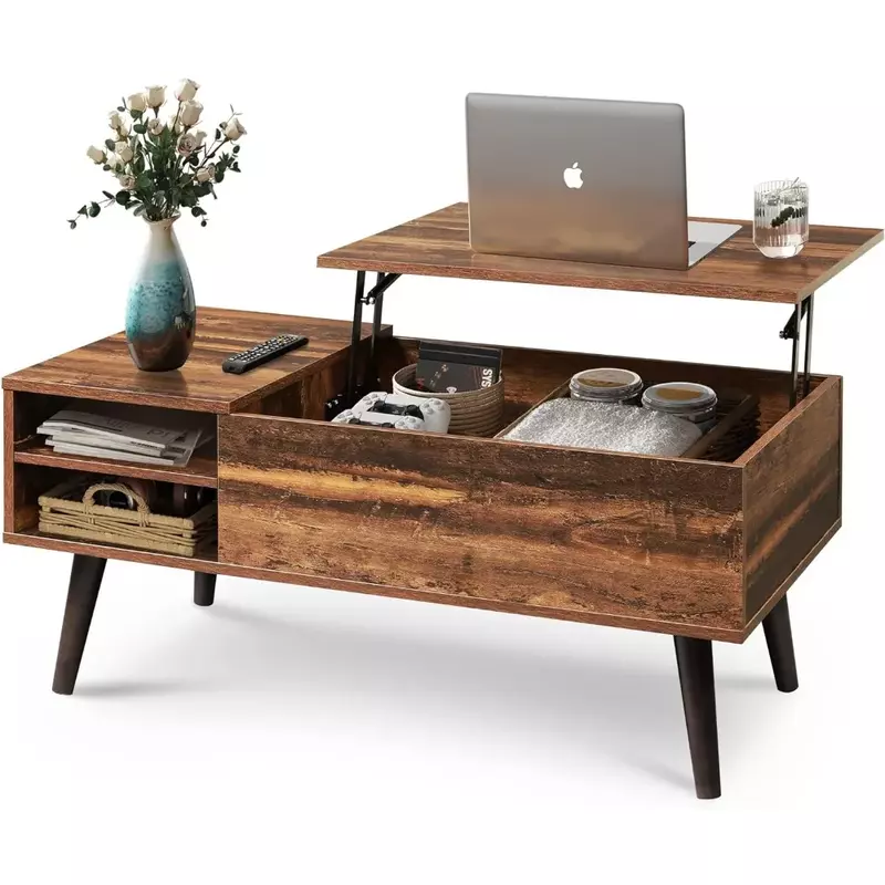 Coffee Table Office Furniture Coffee Table With Hidden Compartment and Adjustable Storage Shelf Free Shipping Tables Café