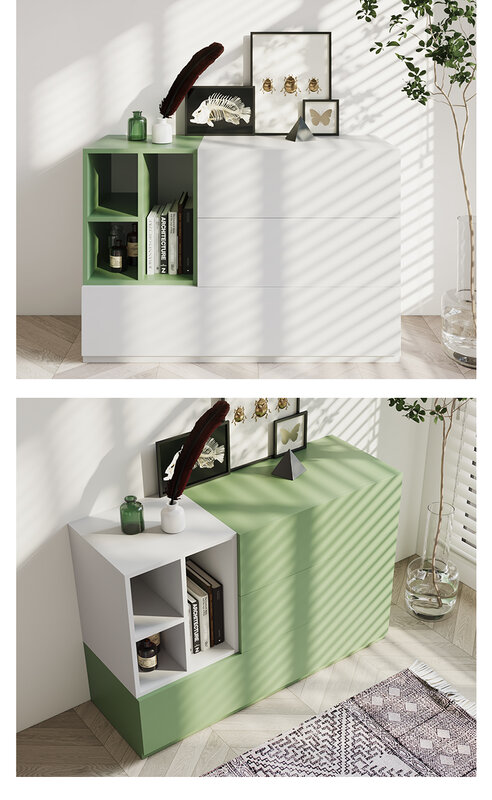 Armário de armazenamento moderno simples, armário Morandi verde, peito de gavetas, sala e quarto, quatro ou 5 baús