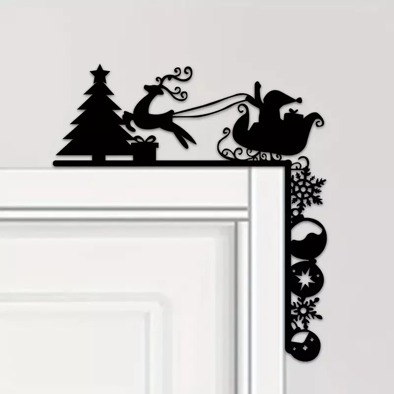 Декоративные настенные Стикеры с металлическими санями, декоративная дверная фоторамка для рождественской вечеринки, металлическая настенная подвеска