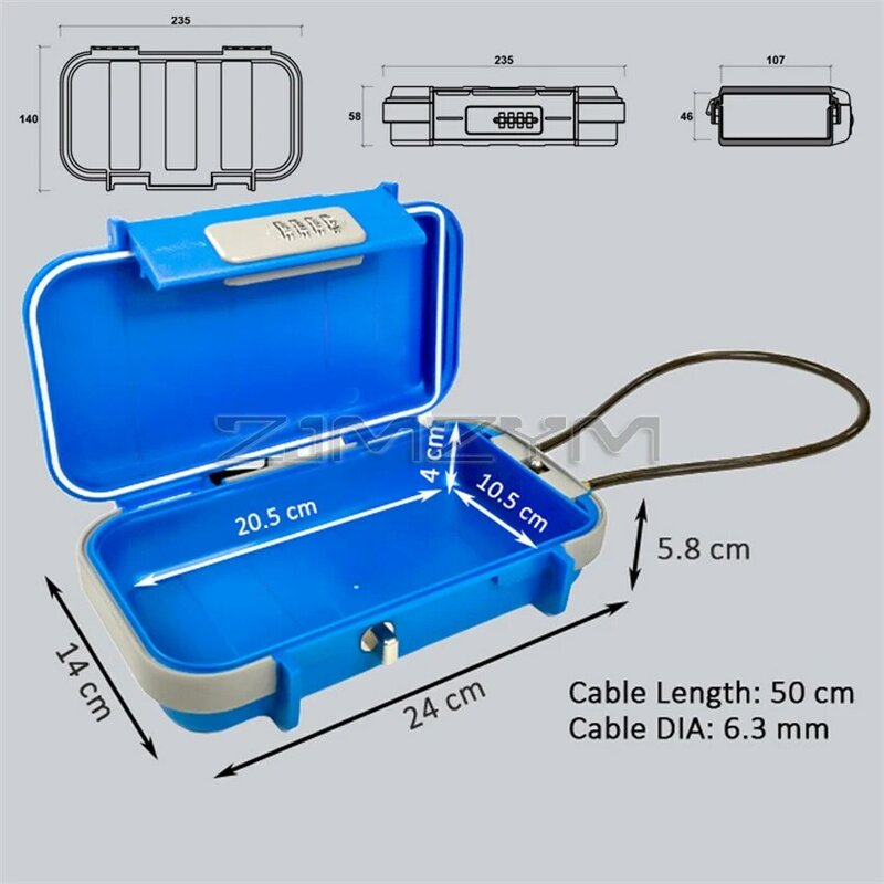 Safe Lock Box Portable Safe Case With Rope Outdoor Camp Hiking Sports Gym Security Storage Key Box
