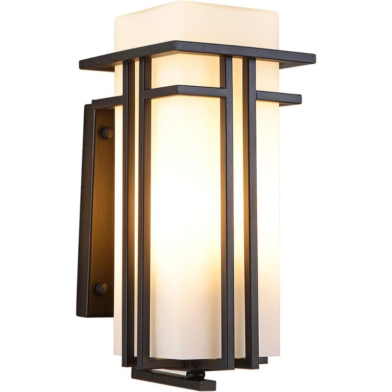 Outdoor Wall Light, Waterproof Wall Lantern Exterior Light Fixture, Metal Frame with Frosted Glass, Large Outdoor Wall Light