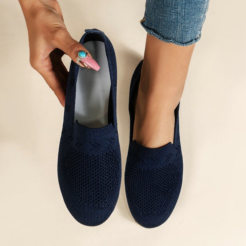 Zapatos informales ligeros y transpirables para Mujer, mocasines bajos versátiles De malla, sin cordones, Color sólido, 39