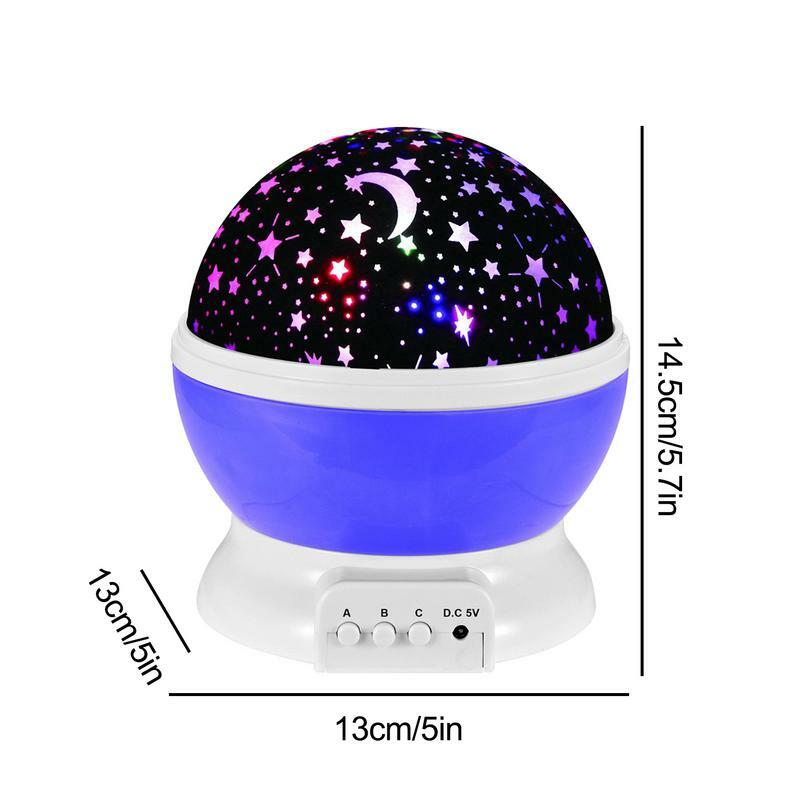 Rotativa LED Star Night Light Projetor, Lâmpada de mesa com cabo USB, Quarto infantil e festa