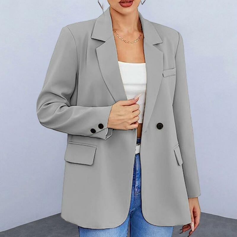 Solid Color Lady Suit Coat Women Coat Stylish Women's Suit Coat Elegant Button Closure Cardigan with for Formal