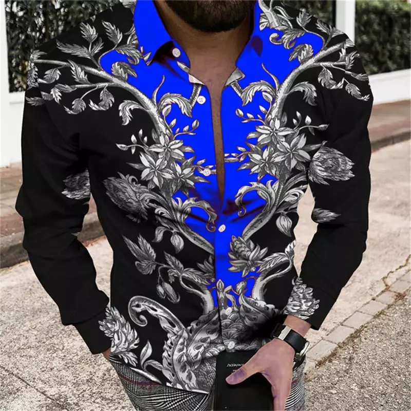 2023 modne męskie topy z długim rękawem koszula z guzikami designerskie przyjęcie imprezowe na wiosnę lato luksusowe męskie bluzki komfortowe nowe