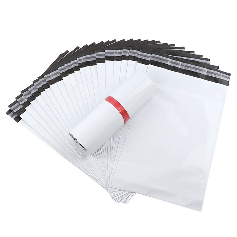 100 pçs/lote sacos de envelope de plástico auto-selo adesivo courier sacos de armazenamento de plástico branco poli envelope mailer envio sacos