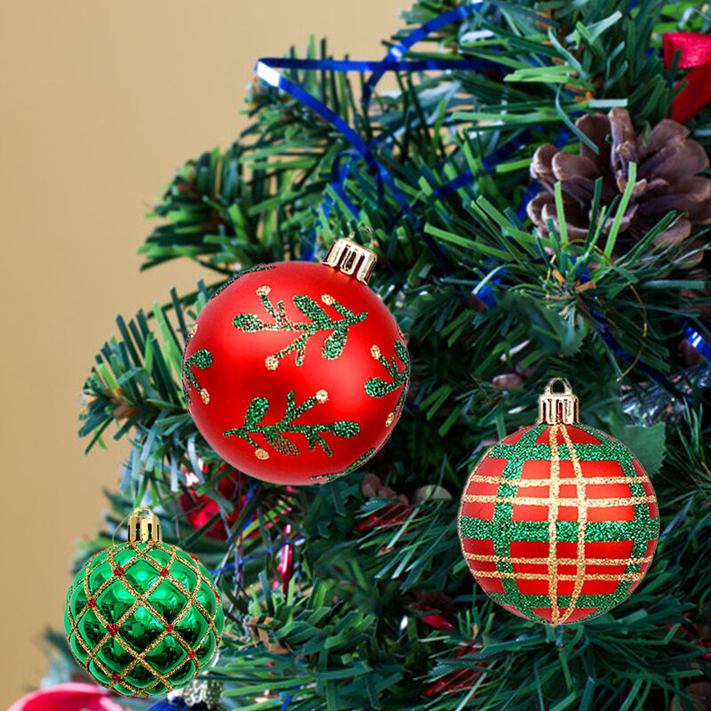 Galvanizado especial Shaped Painted Set bola plástica, árvore de Natal pingente, balde estilo quente, 6cm, 2023