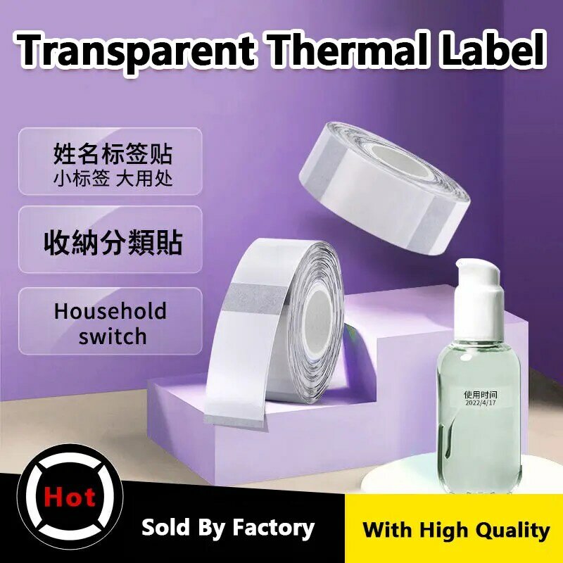 Adesivo de papel de etiqueta térmica transparente impermeável, autoadesivo para fabricante de etiquetas, Phomemo D30 D35 Marklife P15, colorido