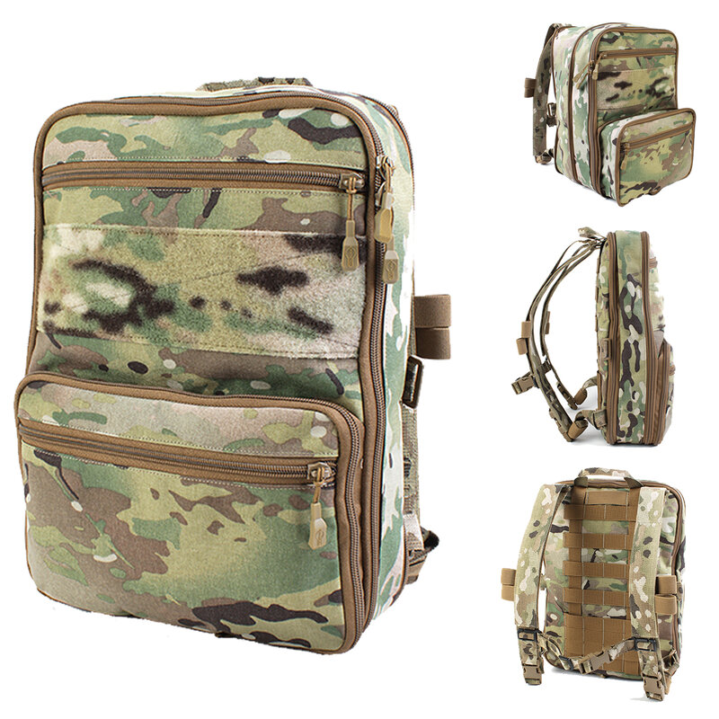 Zaino tattico militare, D3 Flat Pack Plus borsa a tracolla espandibile multifunzionale per softair Paintball e caccia