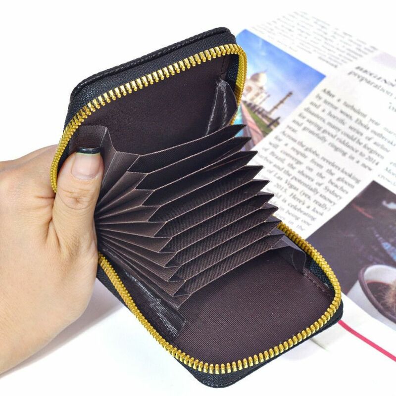 PU Leather Business Card Holder Ins Card Case Zipper ID Credit Card Holder Wallet Coin Purse Multi Slot Card Holder Daily