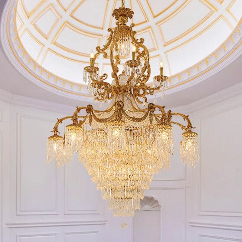 Lampadari di cristallo francese apparecchio di luci lampadario di rame romantico americano lampade a sospensione Villa di lusso europea Luminaria