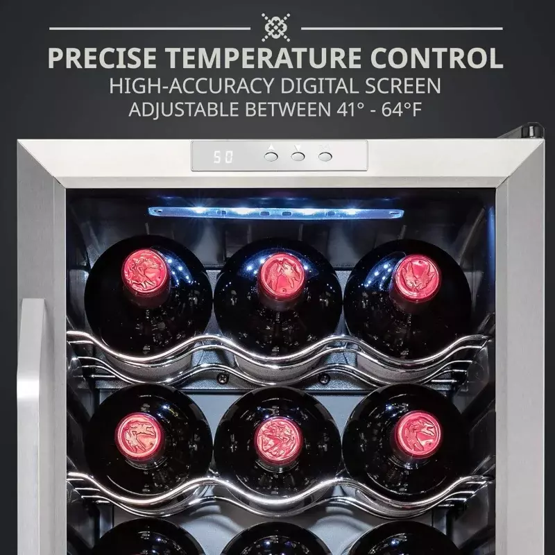 Ivation 18 Bottle Compressor Wine Cooler Refrigerator w/Lock | Large Freestanding Wine Cellar For Red, White, Champagne or Spark