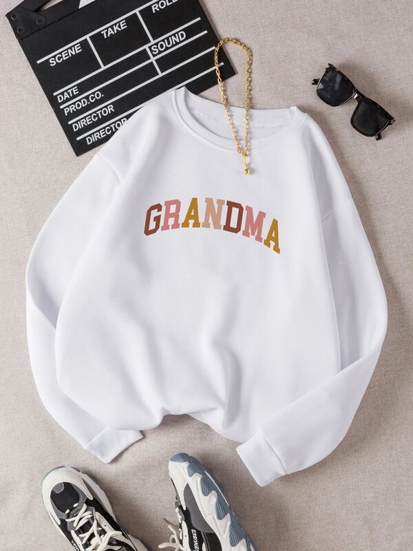 おばあちゃん-女性用スウェットシャツ,ヴィンテージ,ストリートスタイル,無地,裏地付き