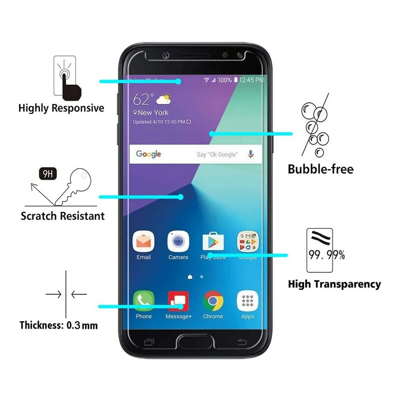 Verre protecteur d'écran pour Samsung Galaxy J3, 2016, 2017 Pro, J320, J330, Film en verre Guatemala, 2 pièces, 4 pièces