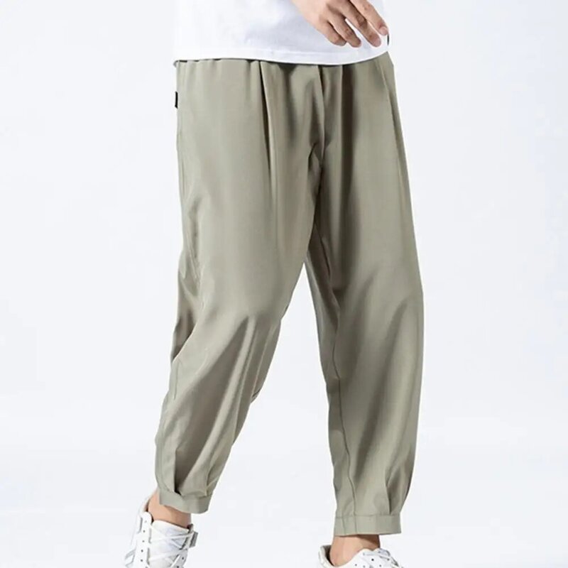 Calças masculinas harem calças casuais joggers calças masculinas sweatpants cintura elástica straigh tornozelo-comprimento nona calças moletom masculino-