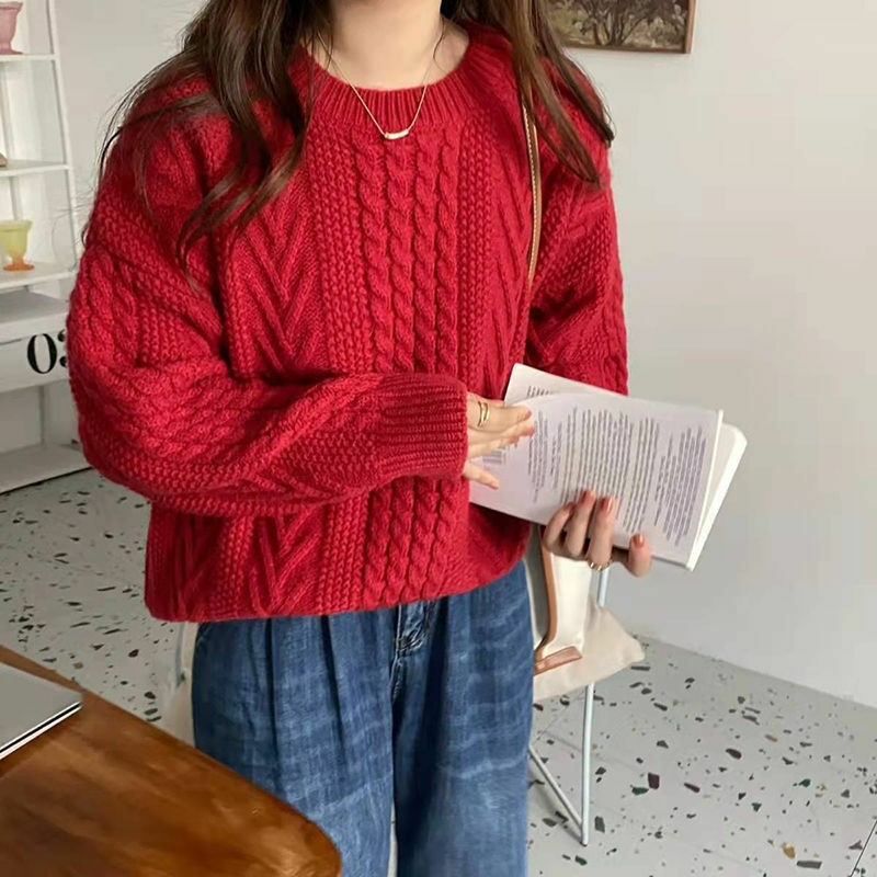Maglione donna maglione lavorato a maglia Pullover caldo manica lunga maglieria donna 2023 moda abbigliamento invernale donna top o-collo F20