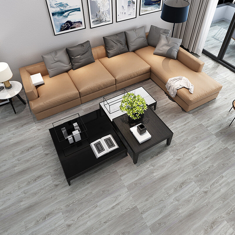 3D Auto-adesivo Wood Grain Floor Wallpaper Modern Wall Sticker Waterproof Living Room WC Kitchen Home Decor Floor Sticker