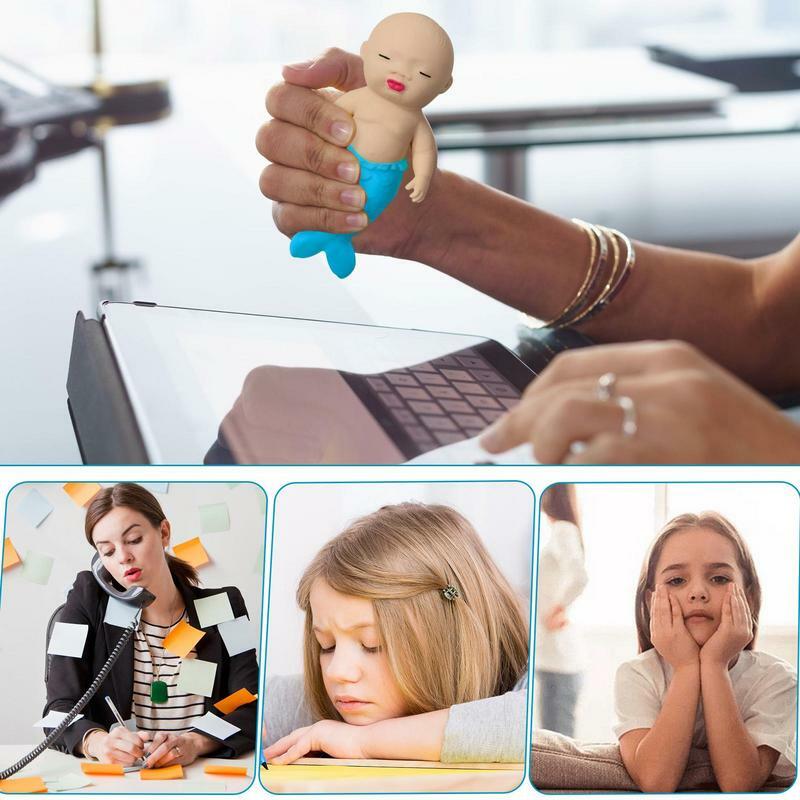Juguete sensorial de sirena Mochi, juguete de mano de agarre y presión, dedo de elevación lenta, Mochi sensorial de juguete, juguetes para el estrés