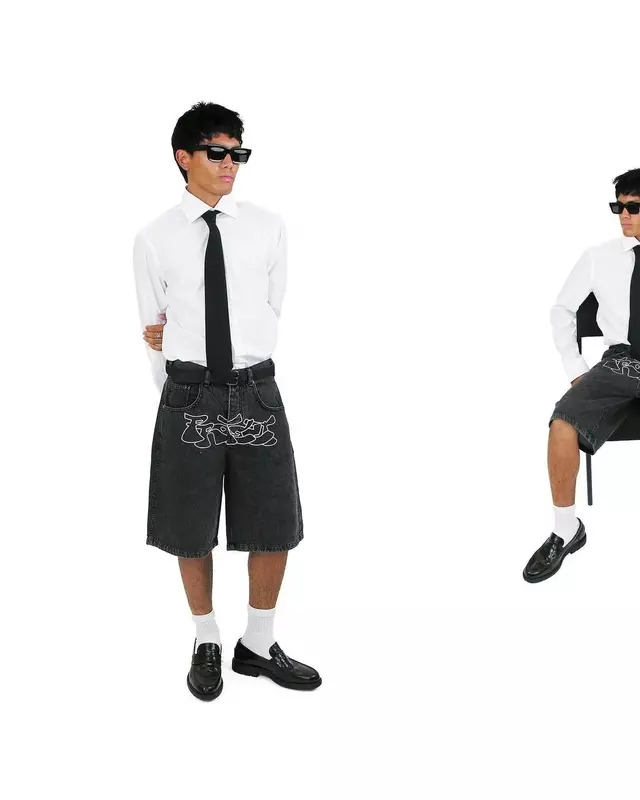 2024 estate nuovi pantaloncini Y2k pantaloncini fitness hip-hop in denim per uomo e donna Harajuku moda casual punk pantaloncini da basket da uomo