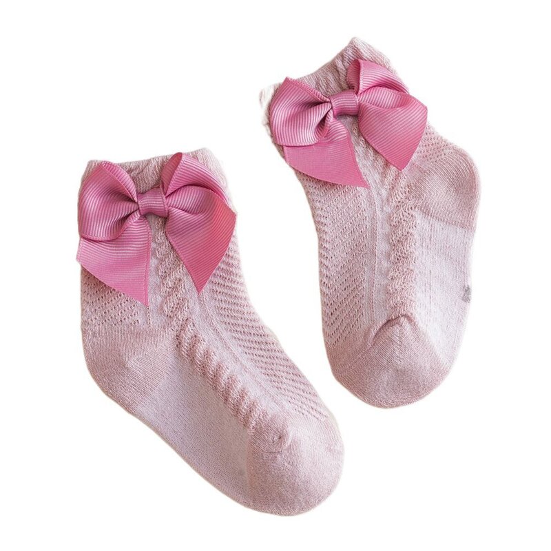 Chaussettes fines en coton doux pour bébés filles, chaussettes d'été avec nœuds, chaussettes de rinçage pour tout-petits, nourrissons de 0 à 3 ans