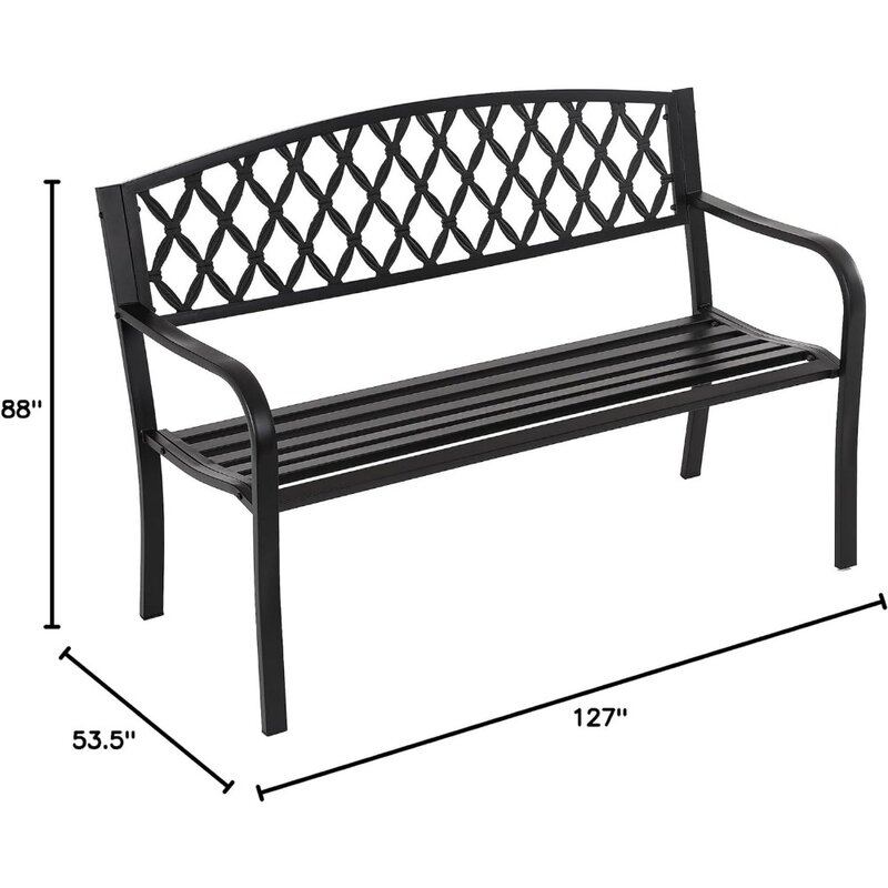 Metal Bench Clearance Yard Porch Bench Chair With Steel Frame Outdoor Bench Furniture for Backyard Entryway Deck Lawn Patio