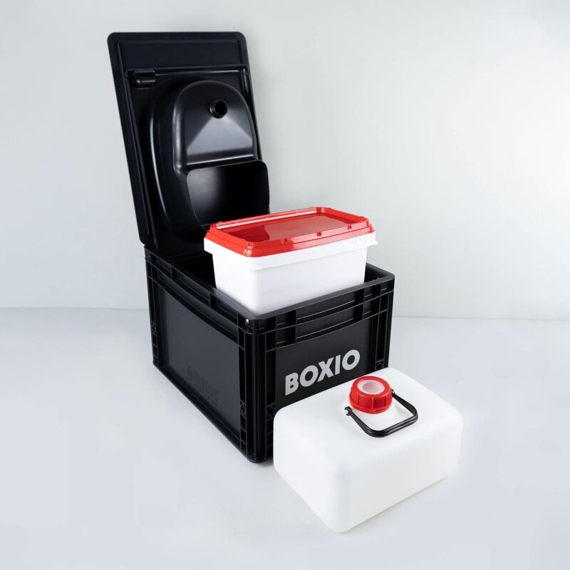Boxio tragbare Toilette-bequeme Camping toilette! Kompakte, sichere und persönliche Kompost toilette mit praktischer Entsorgung für ca.