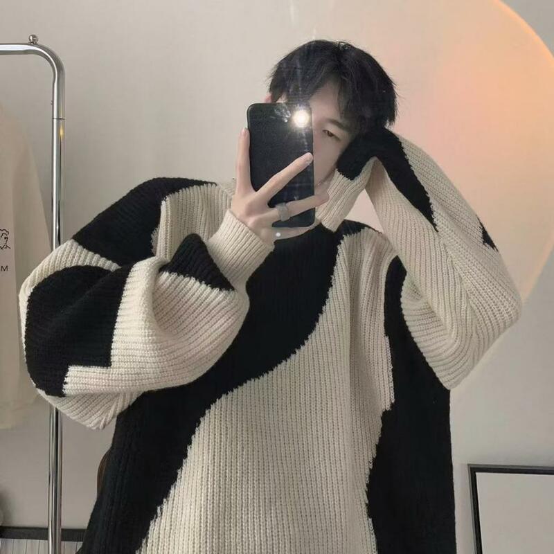 Американский зимний теплый вязаный свитер, модная Корейская Персонализированная уличная парная простая утолщенная Спортивная толстовка с длинным рукавом