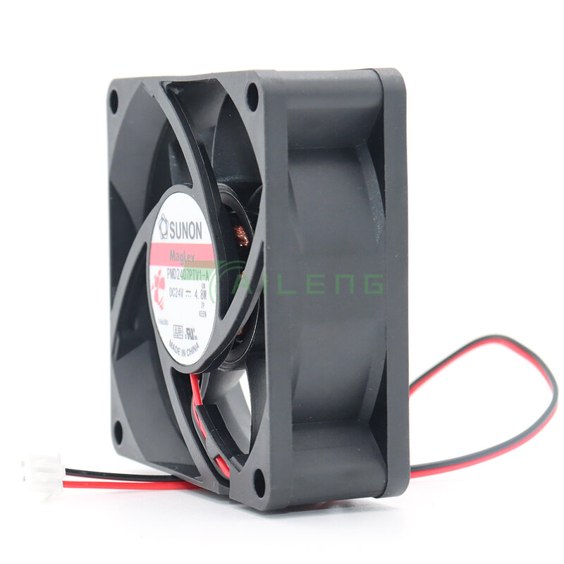 Ventilador de refrigeração para Sunon, Sunon PMD2407PTV1-A, DC 24V, 4.8W, 7025,7 cm, 70*70*25mm, 2Pin, 2 fios