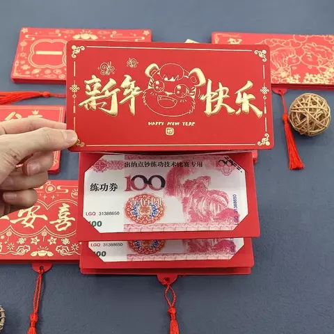 Amplop merah lipat Ulang Tahun Baru, tas kemasan hadiah kreatif amplop merah kelas atas dekorasi pesta hongbao