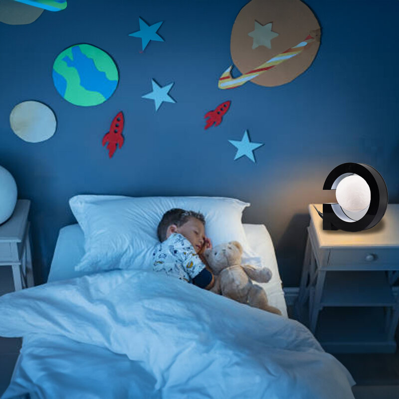 Levitação magnética Lua flutuante com luz LED, Office Desk Gadget, Home Bedroom Gadget, Presente de aniversário para homens e crianças
