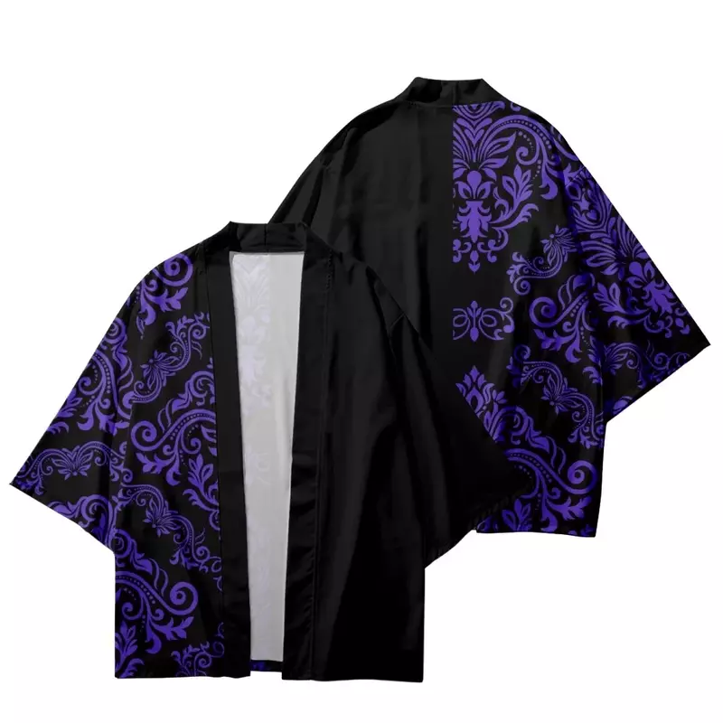 Moda Streetwear z nadrukiem tradycyjne Kimono Casual męskie sweter cosplayowe koszule Harajuku japoński samuraj Oversized Haori