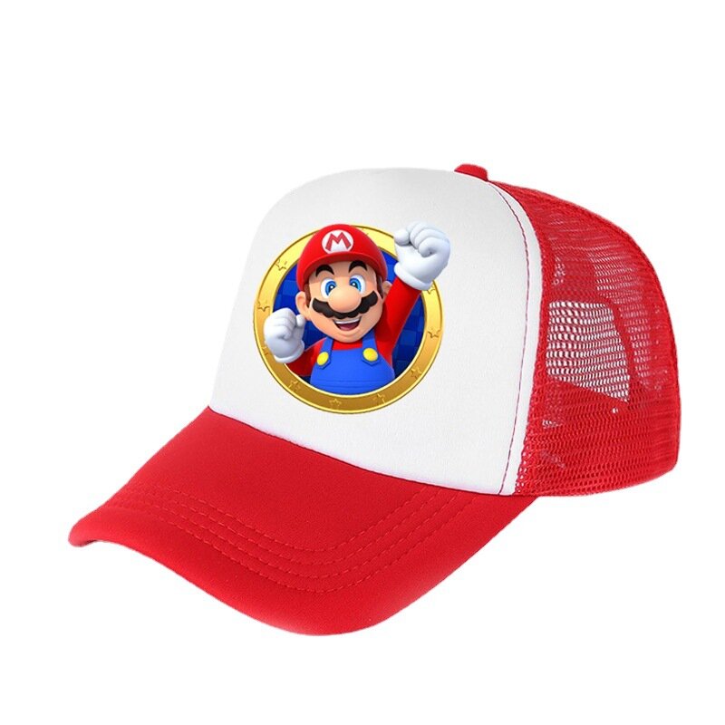 Super Mario Bros Hat Baseball Cap Children's Summer Cartoon Sun Protection Breathable Princess Peach Yoshi Luigi Mesh Hat Gift