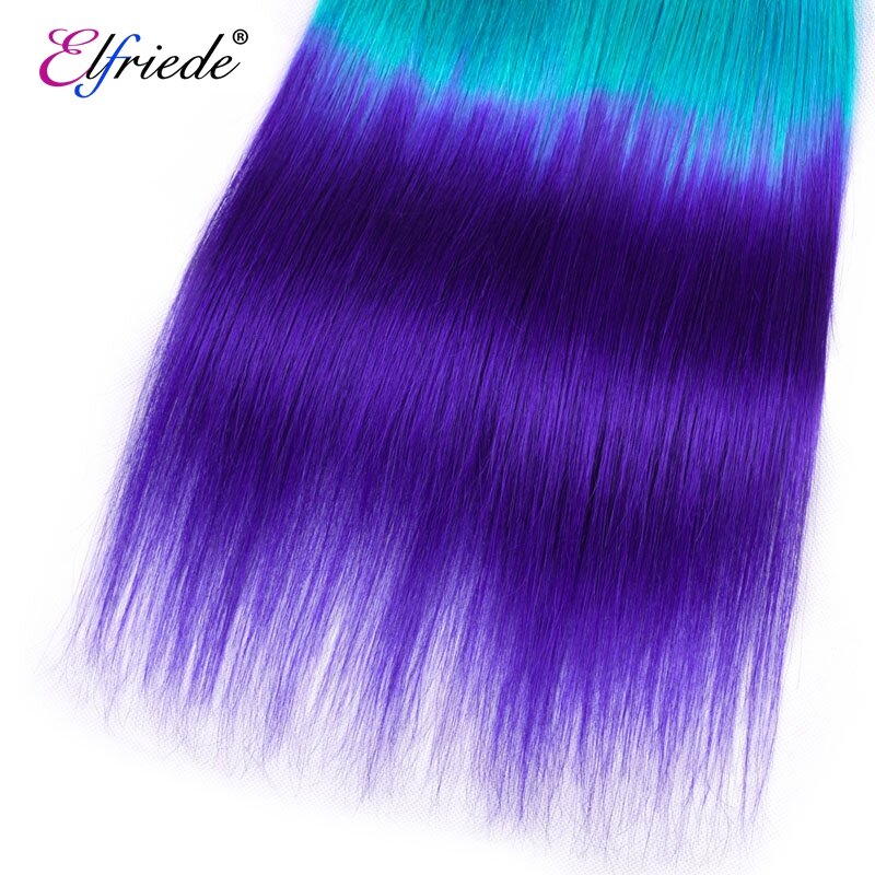 Elfriede 1B/светильник синий/синий прямой Омбре, цветные человеческие волосы, человеческие волосы для наращивания 3/4 стандарта, прямые человеческие волосы